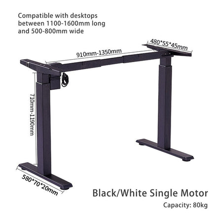 Standing Desk Height Adjustable Sit Stand Motorised Single Motor Frame Only Grey Furniture Kings Warehouse 