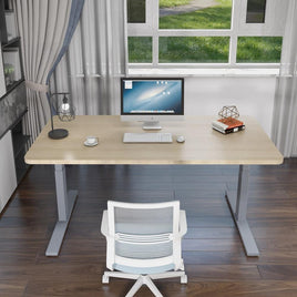 Standing Desk Height Adjustable Sit Stand Motorised White Dual Motors Frame 120cm Maple Top Furniture Kings Warehouse 