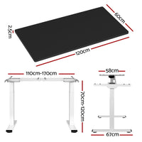 Standing Desk Motorised Dual Motor 120CM Black Furniture Kings Warehouse 