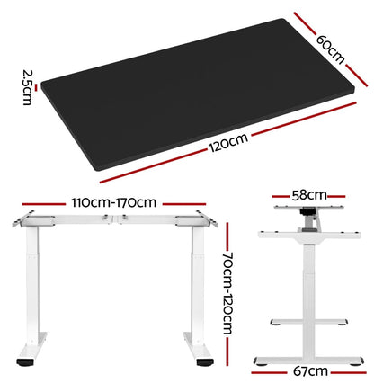 Standing Desk Motorised Dual Motor 120CM Black Furniture Kings Warehouse 