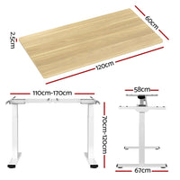 Standing Desk Motorised Dual Motor 120CM White Oak Furniture Kings Warehouse 