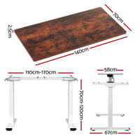 Standing Desk Motorised Dual Motor 140CM Rustic Brwon Furniture Kings Warehouse 
