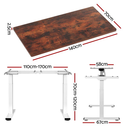 Standing Desk Motorised Dual Motor 140CM Rustic Brwon Furniture Kings Warehouse 