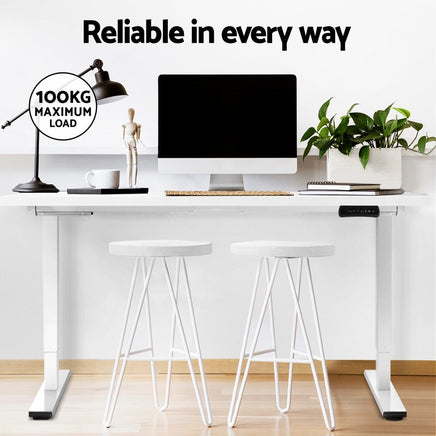 Standing Desk Motorised Dual Motor 140CM White Furniture Kings Warehouse 