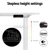 Standing Desk Motorised Dual Motor 140CM White Furniture Kings Warehouse 