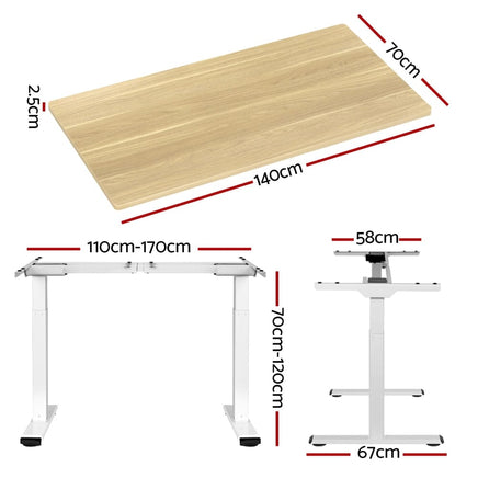 Standing Desk Motorised Dual Motor 140CM White Oak Furniture Kings Warehouse 
