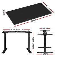 Standing Desk Motorised Dual Motor Black 120CM Furniture Kings Warehouse 