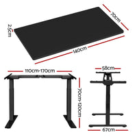 Standing Desk Motorised Dual Motor Black 140CM Furniture Kings Warehouse 