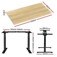 Standing Desk Motorised Dual Motor Oak 120CM Furniture Kings Warehouse 
