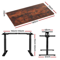 Standing Desk Motorised Dual Motor Rustic Brwon 140CM Furniture Kings Warehouse 