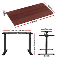 Standing Desk Motorised Dual Motor Walnut 120CM Furniture Kings Warehouse 