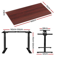 Standing Desk Motorised Dual Motor Walnut 140CM Furniture Kings Warehouse 