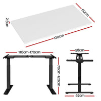 Standing Desk Motorised Dual Motor White 120CM Furniture Kings Warehouse 