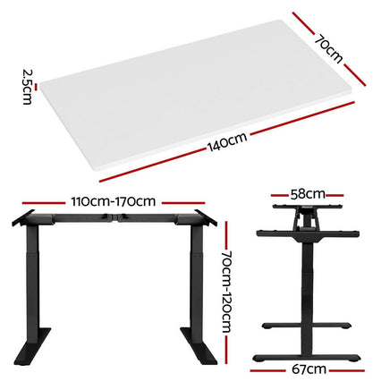 Standing Desk Motorised Dual Motor White 140CM Furniture Kings Warehouse 