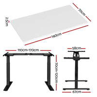 Standing Desk Motorised Dual Motor White 140CM Furniture Kings Warehouse 