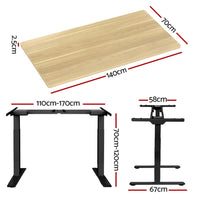 Standing Desk Motorised Dual Motor White Oak 140CM Furniture Kings Warehouse 