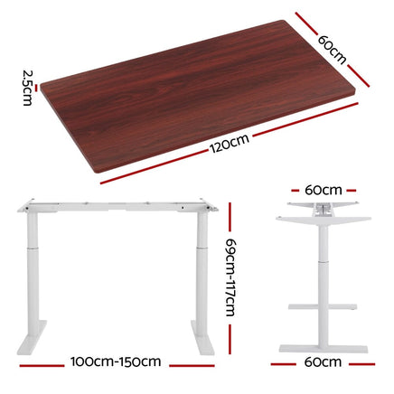 Standing Desk Motorised Electric Dual Motor 120CM Walnut Furniture Kings Warehouse 
