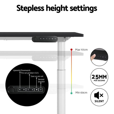 Standing Desk Motorised Electric Dual Motor 140CM Black Furniture Kings Warehouse 