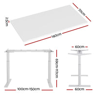 Standing Desk Motorised Electric Dual Motor 140CM White Furniture Kings Warehouse 