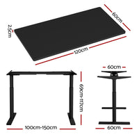 Standing Desk Motorised Electric Dual Motor Black 120CM Furniture Kings Warehouse 