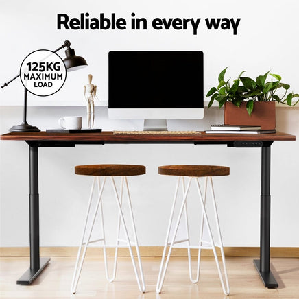 Standing Desk Motorised Electric Dual Motor Rustic Brown 120CM Furniture Kings Warehouse 