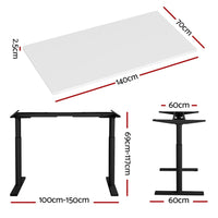 Standing Desk Motorised Electric Dual Motor White 140CM Furniture Kings Warehouse 