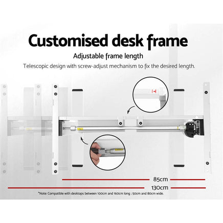 Standing Desk Motorised Sit Stand Desks White 120CM Furniture Kings Warehouse 