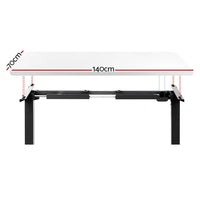 Standing Desk Motorised White 140CM Furniture Kings Warehouse 