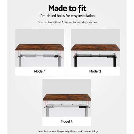Standing Desk Top Rustic Brown 140CM Furniture Kings Warehouse 