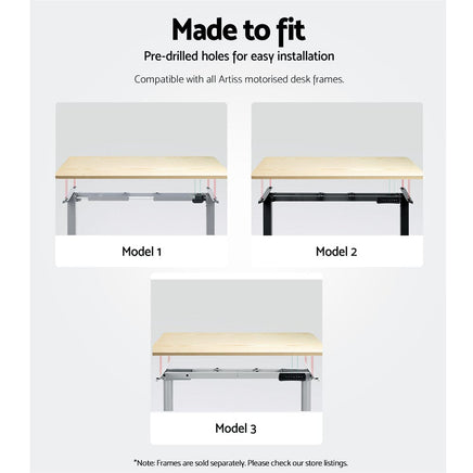 Standing Desk Top White Oak 140CM Furniture Kings Warehouse 