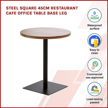 Steel Square 45cm Restaurant Cafe Office Table Base Leg Home & Garden Kings Warehouse 