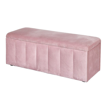 Storage Ottoman Blanket Box 103cm Velvet Pink Furniture Kings Warehouse 