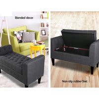 Storage Ottoman Blanket Box 104cm Linen Grey Furniture Kings Warehouse 