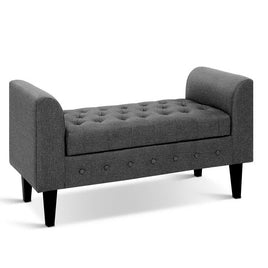 Storage Ottoman Blanket Box 104cm Linen Grey Furniture Kings Warehouse 
