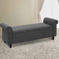 Storage Ottoman Blanket Box 125cm Arm Linen Grey Furniture Kings Warehouse 