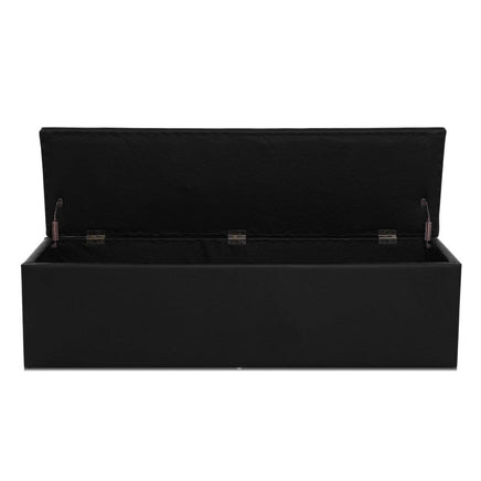 Storage Ottoman Blanket Box 140cm Leather Black Home & Garden Kings Warehouse 