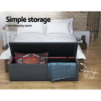 Storage Ottoman Blanket Box 140cm Linen Dark Grey Home & Garden Kings Warehouse 