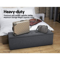 Storage Ottoman Blanket Box 140cm Linen Dark Grey Home & Garden Kings Warehouse 