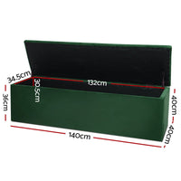 Storage Ottoman Blanket Box 140cm Velvet Green Home & Garden Kings Warehouse 