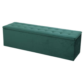 Storage Ottoman Blanket Box 140cm Velvet Green Home & Garden Kings Warehouse 
