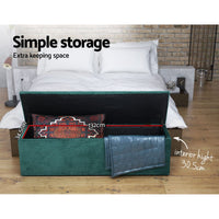 Storage Ottoman Blanket Box 140cm Velvet Green Home & Garden Kings Warehouse 