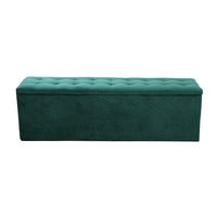 Storage Ottoman Blanket Box 140cm Velvet Green Home & Garden Kings Warehouse 