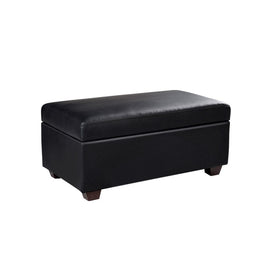 Storage Ottoman Blanket Box 80cm Leather Black Furniture Kings Warehouse 