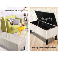 Storage Ottoman Blanket Box 96cm Linen Taupe Furniture Kings Warehouse 