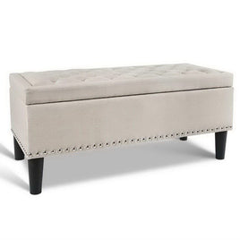 Storage Ottoman Blanket Box 96cm Linen Taupe Furniture Kings Warehouse 