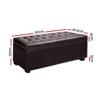 Storage Ottoman Blanket Box 97cm Leather Brown Furniture Kings Warehouse 