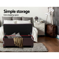 Storage Ottoman Blanket Box 97cm Leather Brown Furniture Kings Warehouse 
