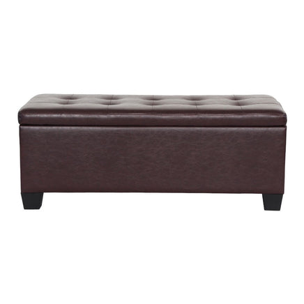 Storage Ottoman Blanket Box 97cm Leather Brown Furniture Kings Warehouse 