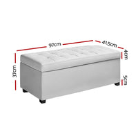 Storage Ottoman Blanket Box 97cm Leather White Furniture Kings Warehouse 