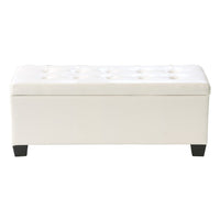 Storage Ottoman Blanket Box 97cm Leather White Furniture Kings Warehouse 